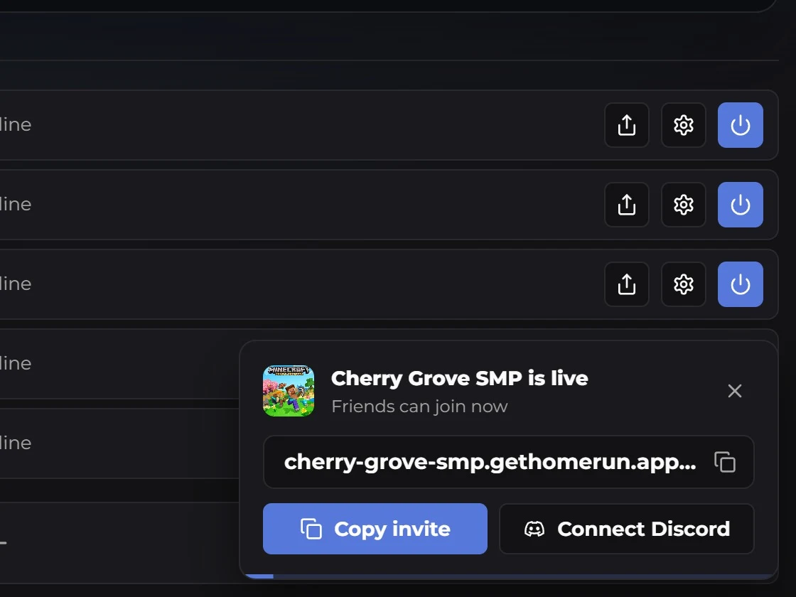 Cherry Grove SMP is live. Friends can join now. Copy invite, Connect Discord